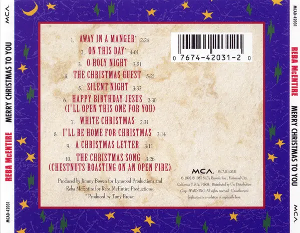 Reba Mcentire - Merry Christmas To You Cd - Used 2