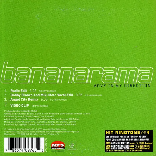 Bananarama - Move In My Direction (Import Cd Single) New 2