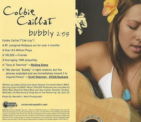 Colbie Caillat ‎– Bubbly - Used Cd Single 1