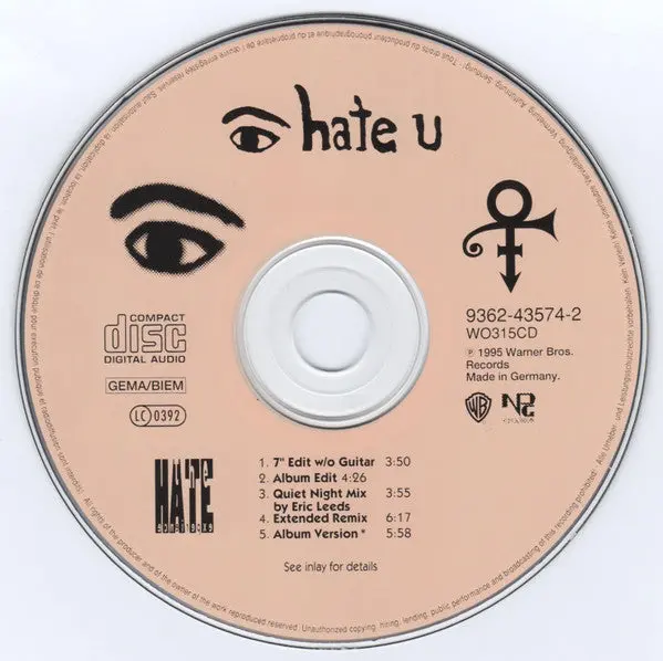 Prince - I Hate U (The Hate Experience) (Import Cd Single) Used 2