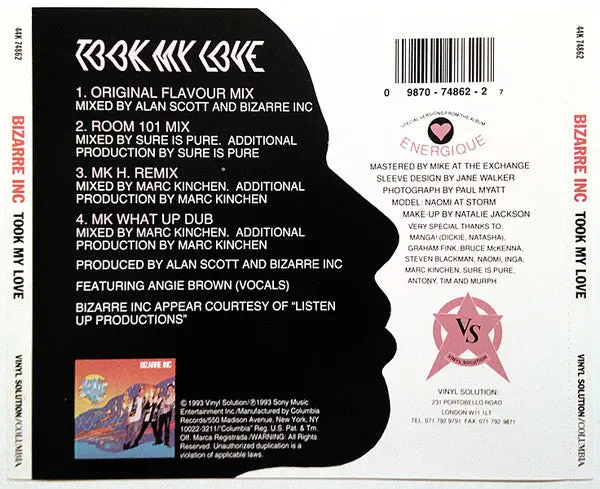 Bizarre Inc. Ft: Angie Brown - Took My Love (Us Maxi-Cd Single) Used 2