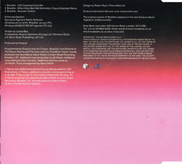 Erasure - Breathe (Import Cd Single) Used 2