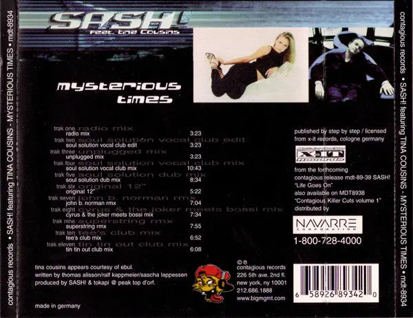 Sash! Feat: Tina Cousins -- Mysterious Times (Us Maxi-Cd Single) Used 2
