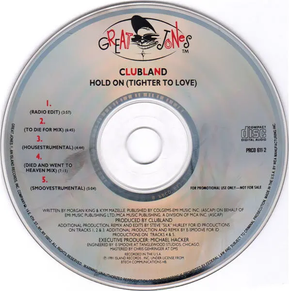 Clubland - Hold On (Promo Cd Single) Used 1