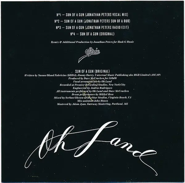 Oh Land - Sun Of A Gun (Jonathan Peter's The Remixes) Promo Cd Single - Used 2