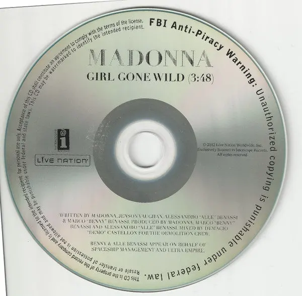 Madonna - Girl Gone Wild (1-Track Cd Promo) Official 1