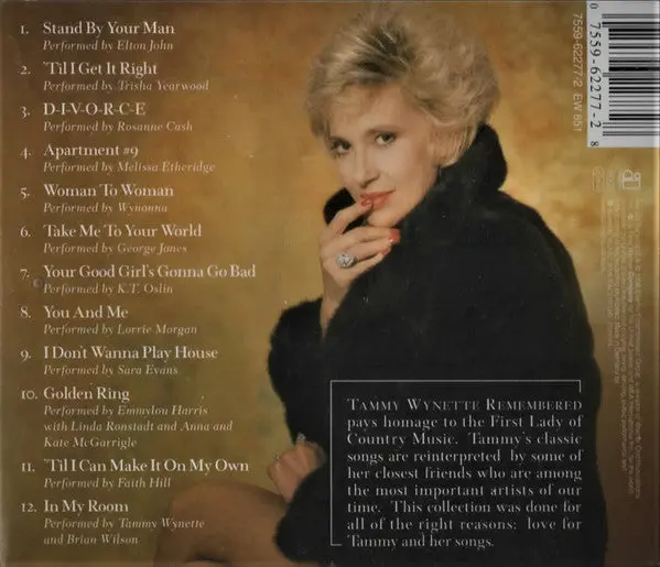 Tammy Wynette - Remembered (Tribute Album) Various Artist (Elton, Wynonna, Faith, Melissa++) Cd - Used 2