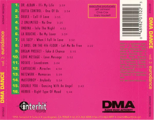Dma Dance Vol.2 "Eurodance" (Various '96) Used Cd 2