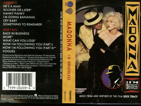 Madonna - I'm Breathless (Music From & Inspired By The Film Dick Tracy) - Used Cassette 1