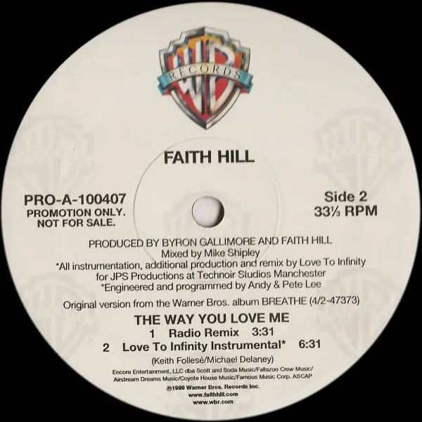 Faith Hill - The Way You Love Me (Promo) 12" Single  Lp Vinyl - Used 1