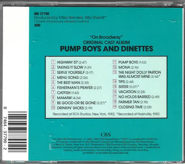 Pump Boys And Dinettes On Broadway Cd - Used 2