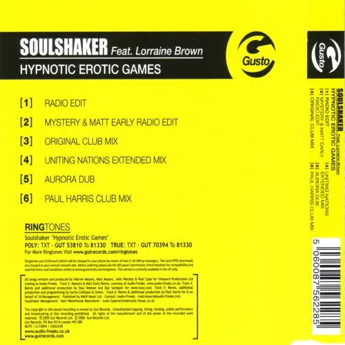 Soulshaker Feat. Lorraine Brown – Hypnotic Erotic Games (Import Cd Single) Used 2