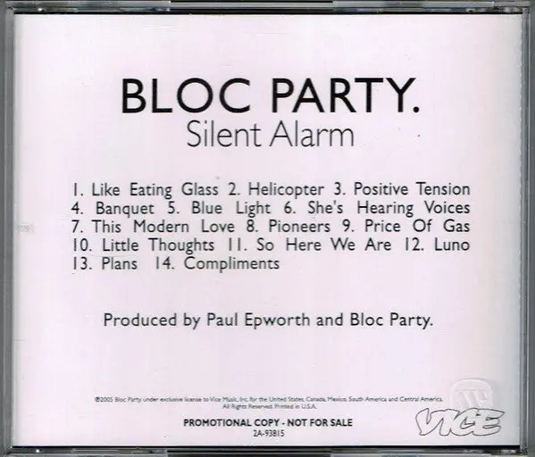 Bloc Party - Silent Alarm Promo Cd - Used 1