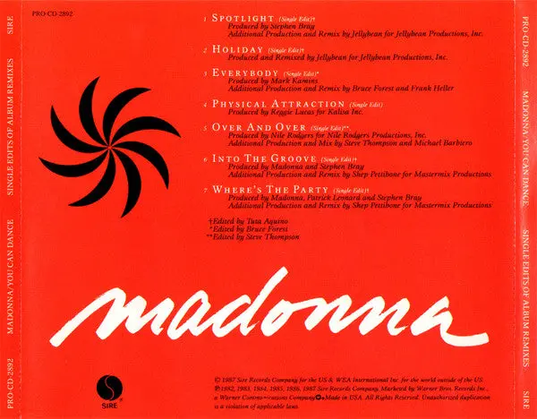 Madonna - You Can Dance (Single Edits) Promo Only Cd - Used (Usa Orders Only) 2