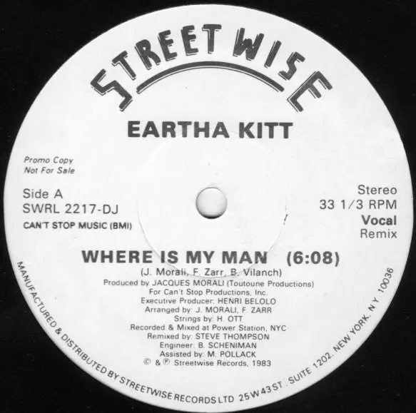 Eartha Kitt - Where Is My Man (Promo 12" Single) Lp Vinyl - Used 2