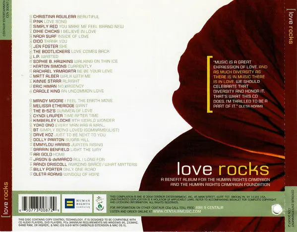 Love Rocks 2Xcd (Various Artist) Benefit Cd - Used 2