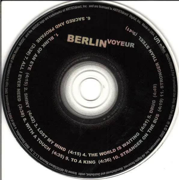 Berlin - Voyeur (Promo Version) Cd - Used 1