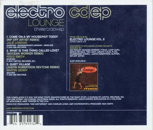 Electro Lounge Three-Track Ep (Remix) Cd Single - Used 2