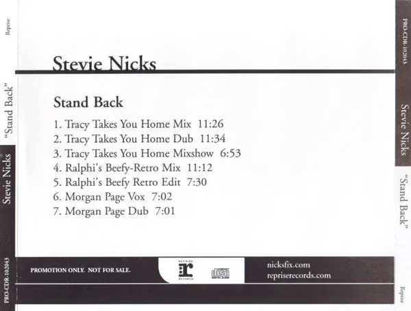 Stevie Nicks - Stand Back (Promo Only New Remixes) 2007 Cd Single - Used 1