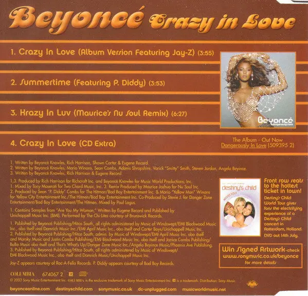 Beyoncé - Crazy In Love / Summertime (Import Cd1 Single) Used 2
