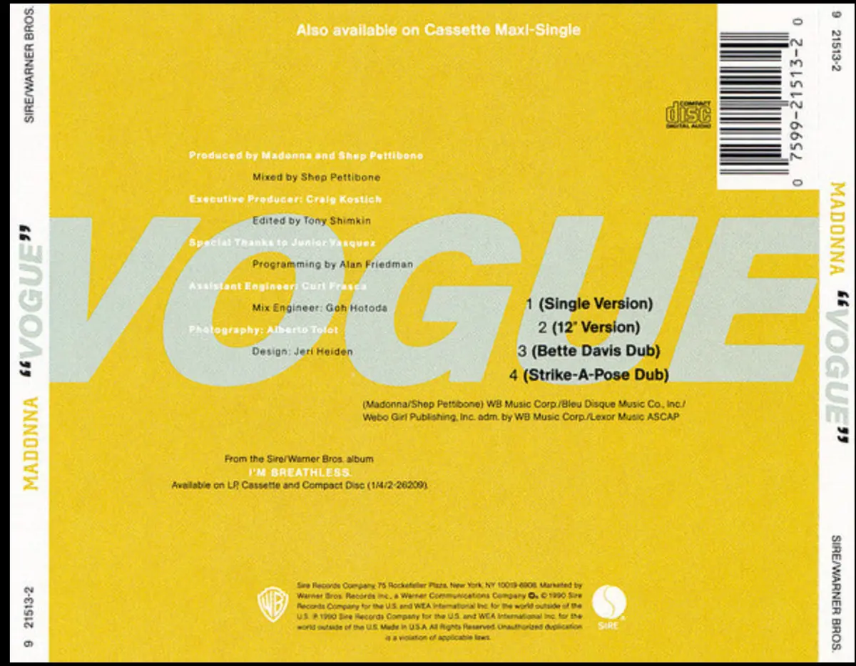 Madonna - Vogue (Usa Maxi Cd Single) Used 2
