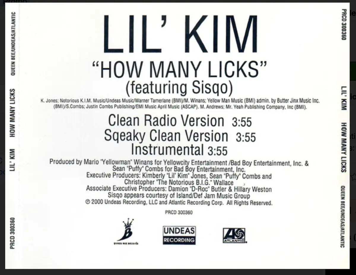 Lil' Kim - How Many Licks (Clean Promo Cd Single) Used 1