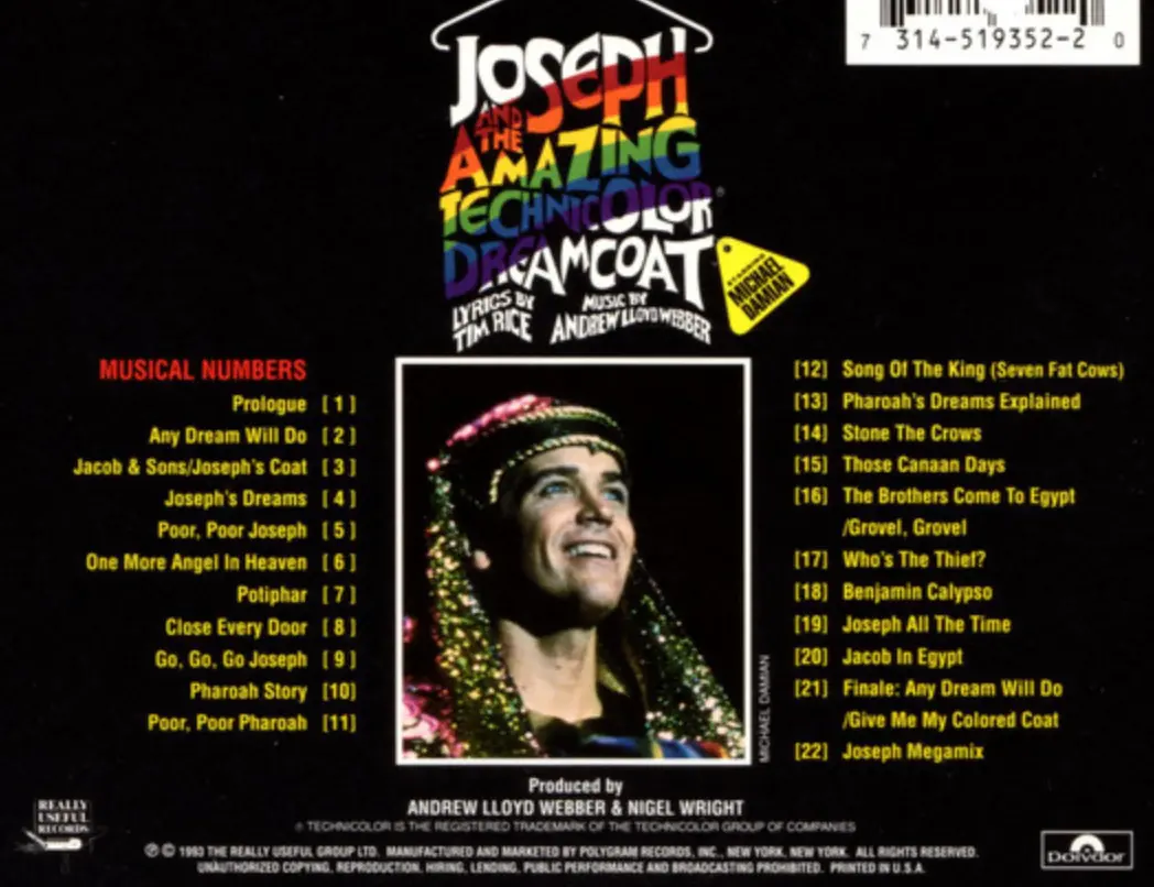 Joseph And The Amazing Technicolor Dreamcoat (Michael Damian) Broadway Cast Cd - Used 2
