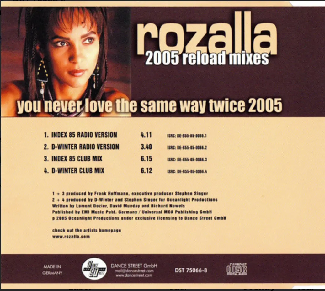 Rozalla - You Never Love The Same Way Twice 2005 Reload Mixes (Import Cd Single) Used 2