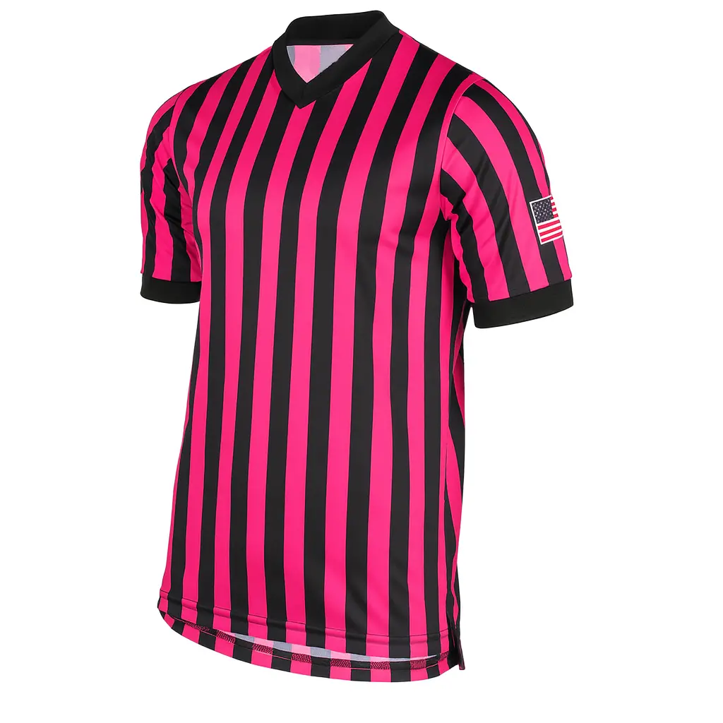 Usa200pink/Usa211pink Dye-Sublimated 1" Stripe Pink V-Neck 1