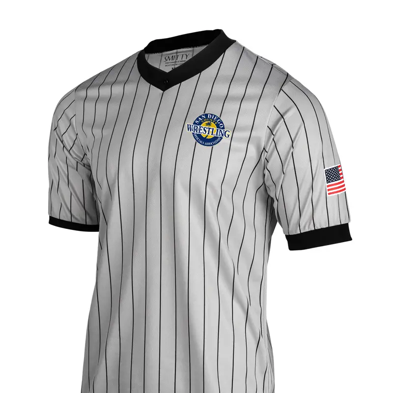 San Diego Sdwoa Logo Men's Grey W/Pinstripe Wrestling Shirt 1