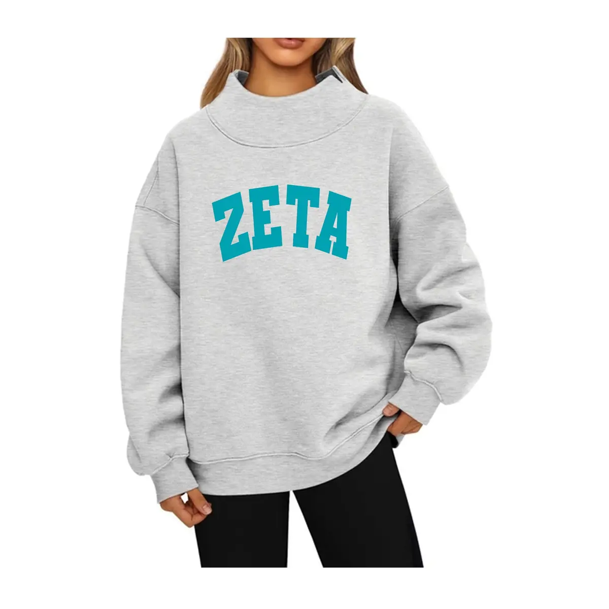 Zeta Tau Alpha Mock Neck Sweatshirt - Zeta 1