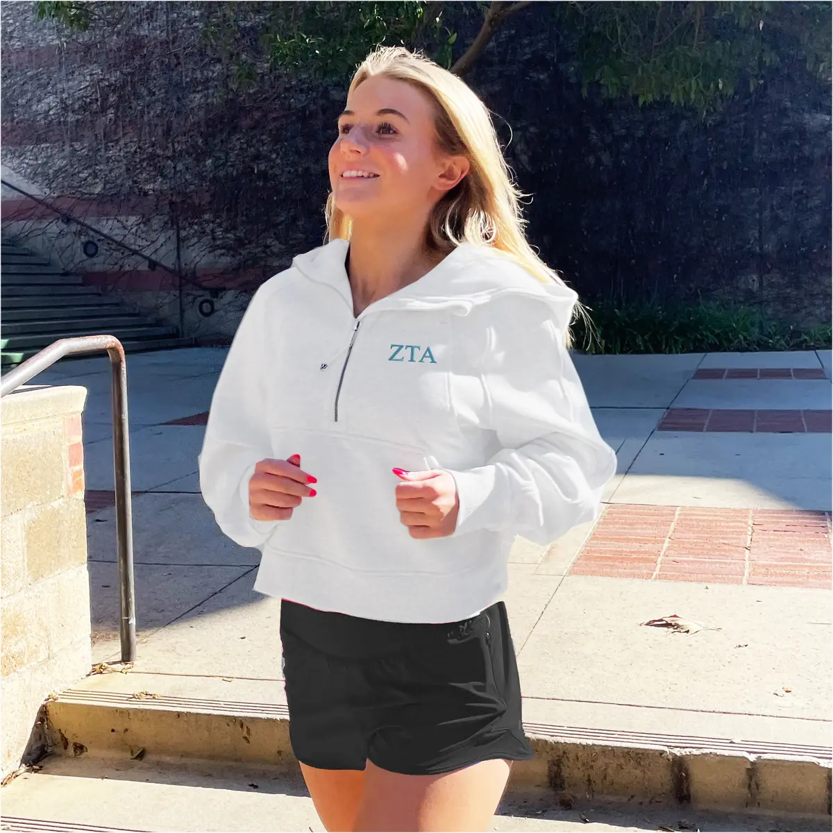 Zeta Tau Alpha Lululemon Scuba Oversized Half-Zip Hoodie - White 2