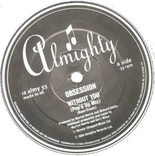 Almighty - Obsession "Without You / State Of The Nation / Cloudburst" 12" Lp Vinyl 1
