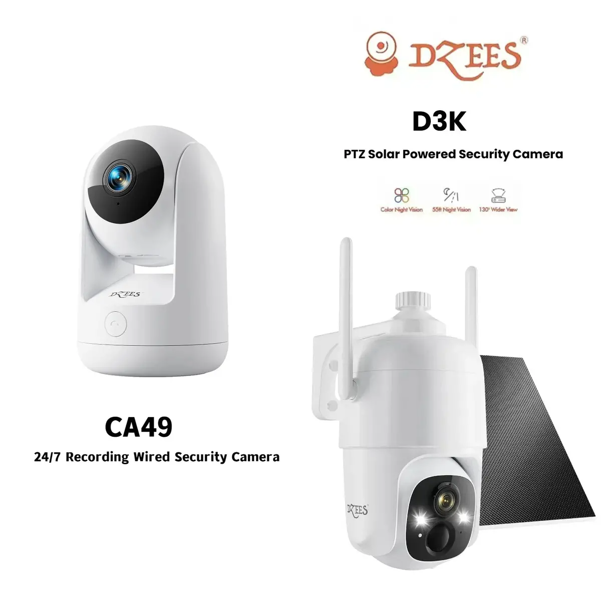 Indoor + Outdoor Best-Seller Bundle （Ca49 Wired + D3k Solar Ptz） 1