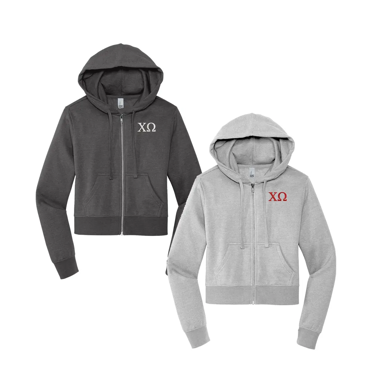 Chi Omega Cropped Zip Up Hoodie 2