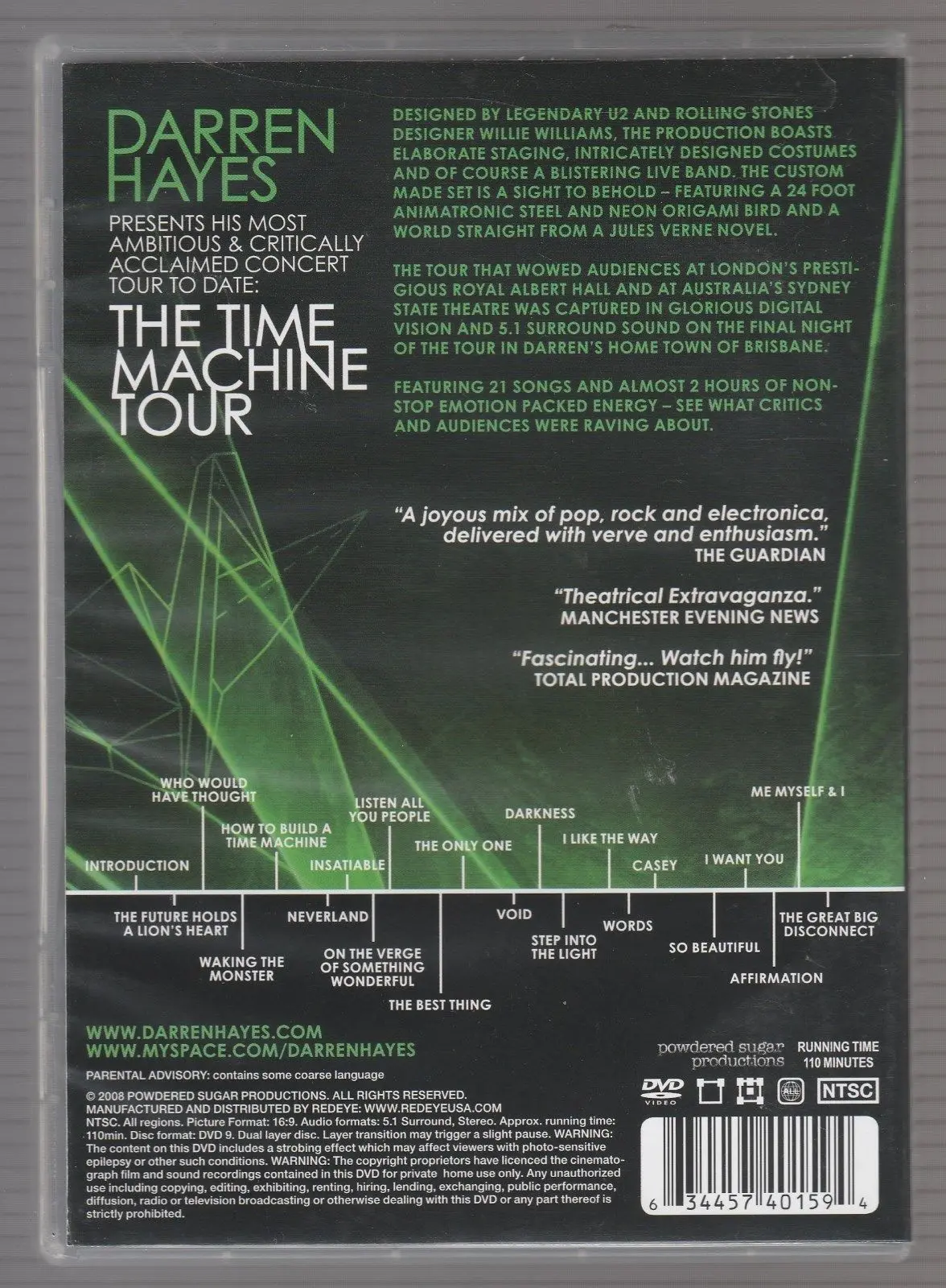 Darren Hayes - The Time Machine Tour Dvd (New) 2
