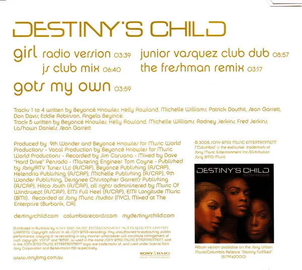Destiny's Child - Girl - Import Cd Single - New (Beyonce) 2