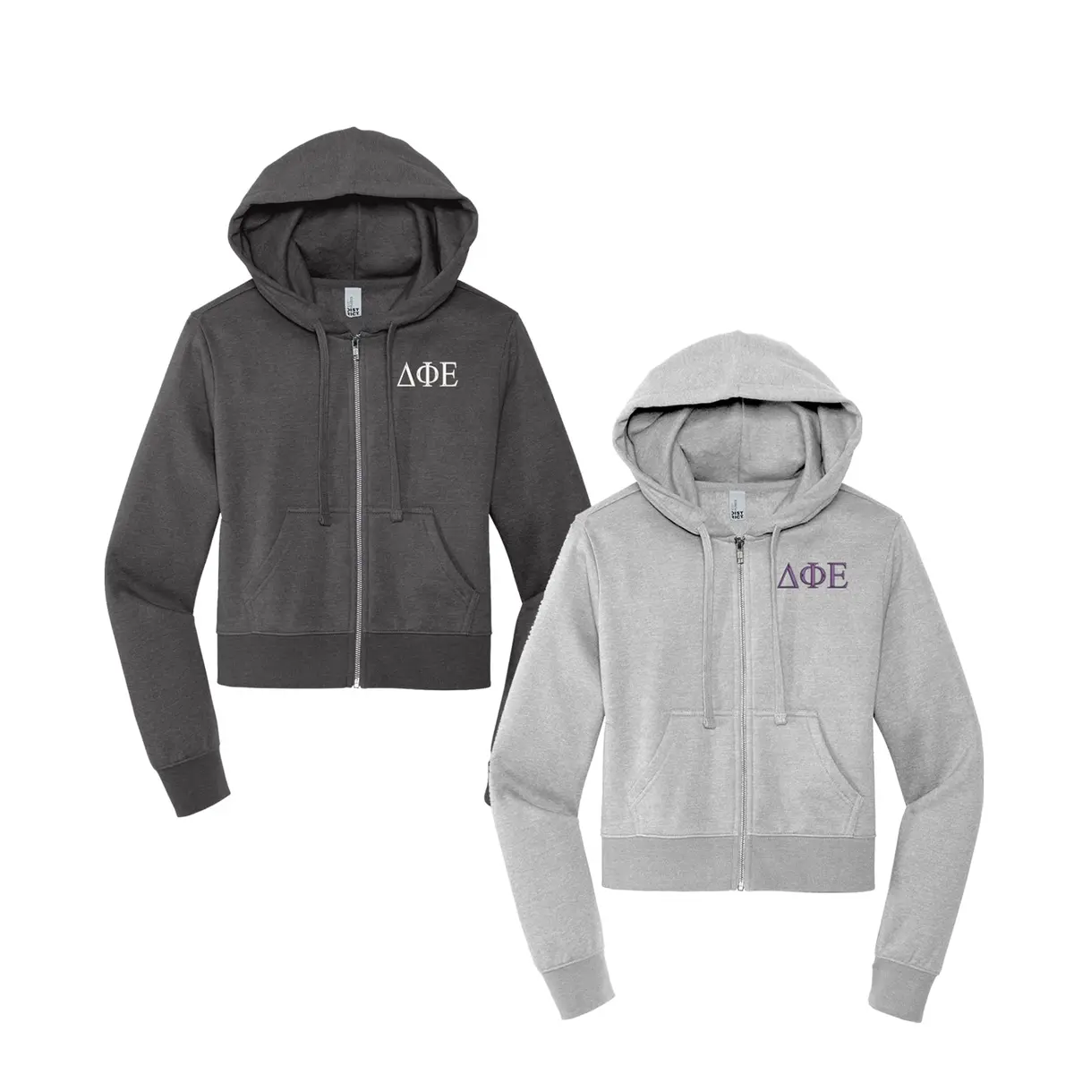 Delta Phi Epsilon Cropped Zip Up Hoodie 1