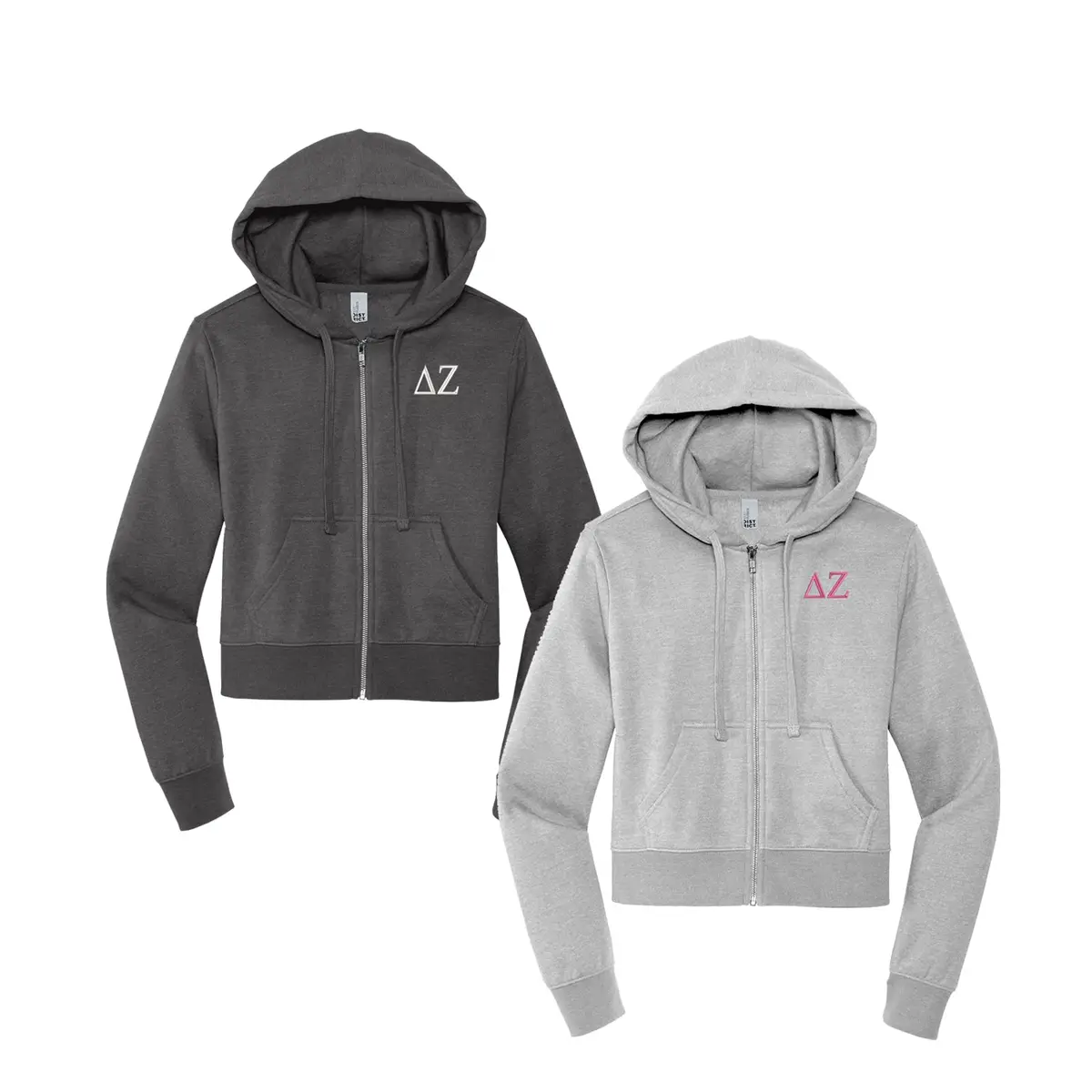 Delta Zeta Cropped Zip Up Hoodie 1