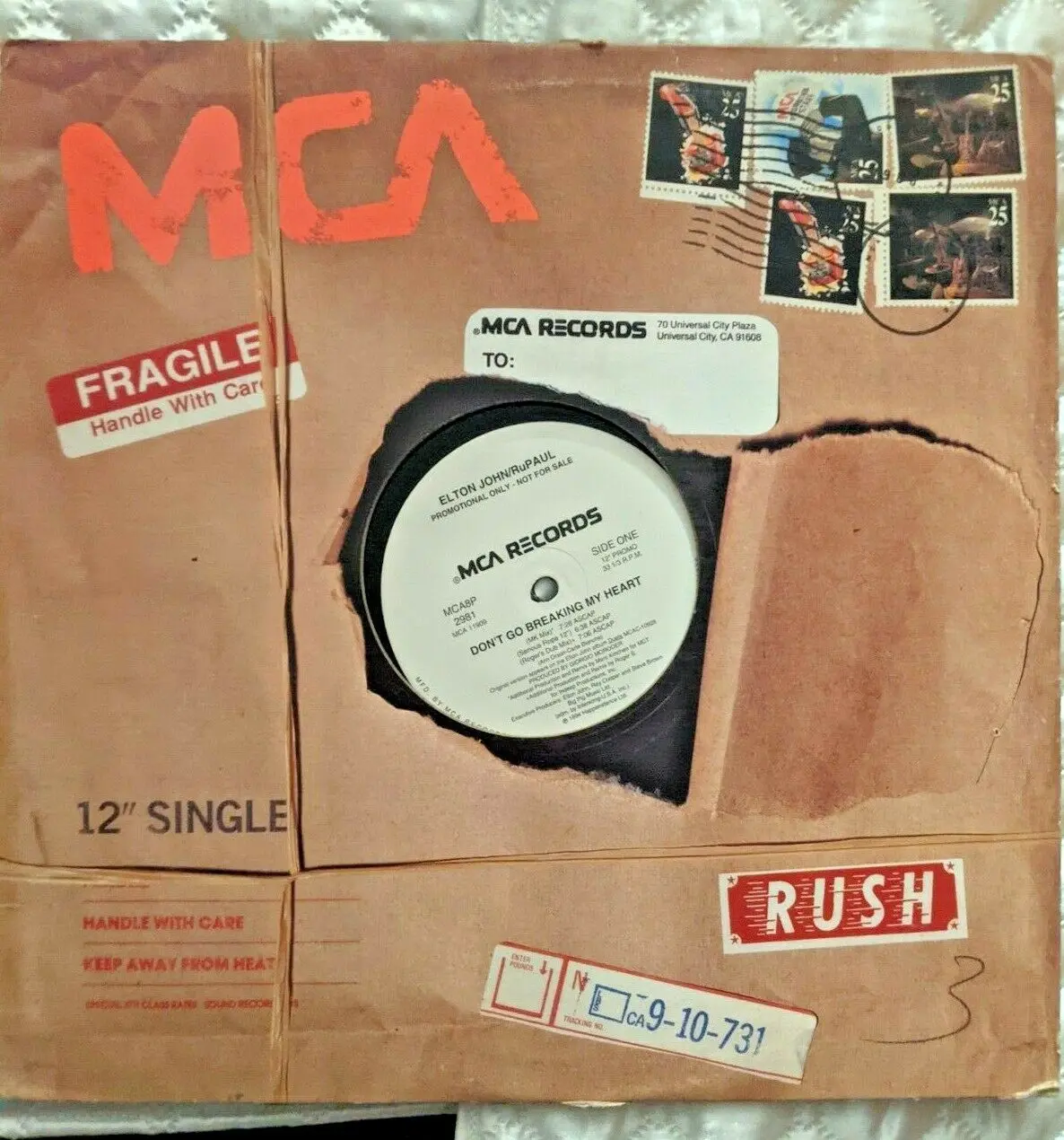 Elton John And Rupaul (Ru Paul) - Don't Go Breaking My Heart Promo 12" Lp Vinyl - Used 1