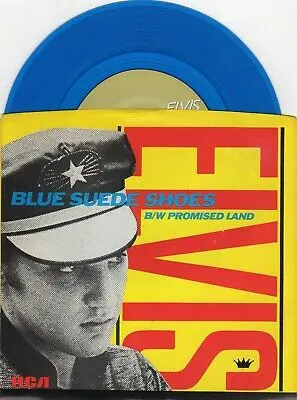 Elvis Presley - Blue Suede Shoes / Promise Land Blue Vinyl 45 Record 1