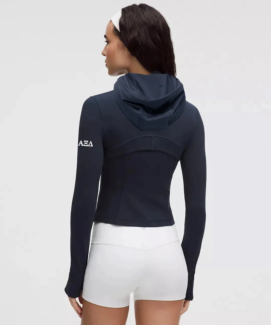 Alpha Xi Delta Lululemon Define Cropped Hooded Jacket Nulu - Navy 3