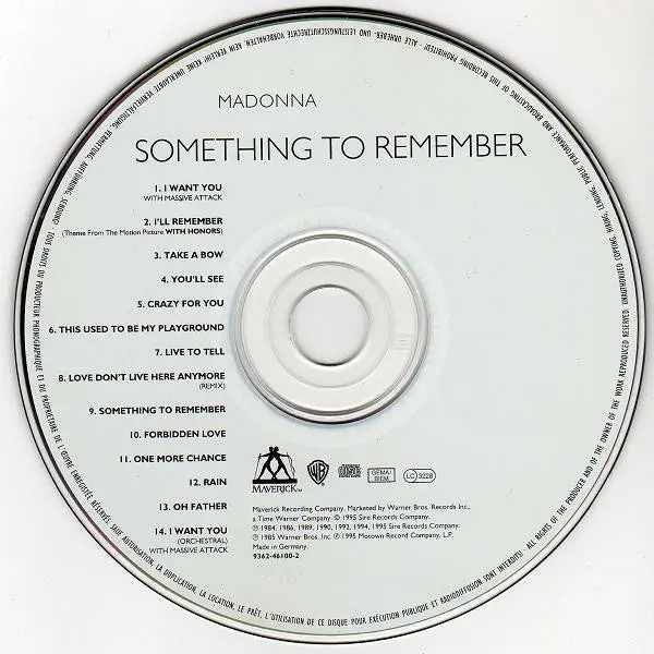 Madonna - Something To Remember (First Pressing) Special Packaging. (Used Promo Cd) 2
