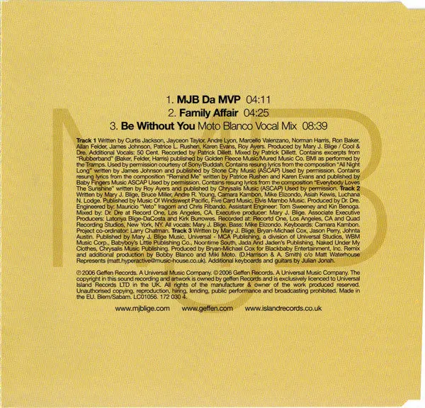 Mary J. Blige - Mjb Da Mvp / Be Without You / Family Affair - Import Cd Maxi-Single - New 2