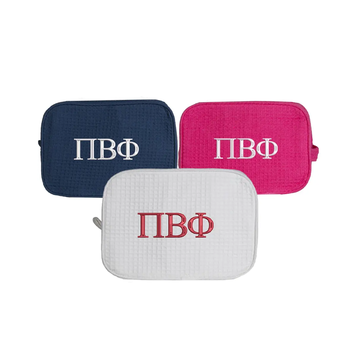 Pi Beta Phi Waffle Weave Cosmetic Bag 1