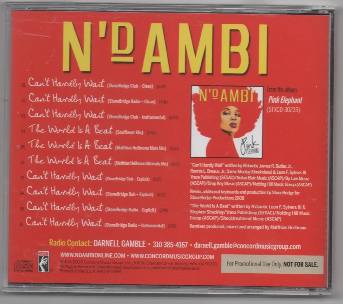 N'dambi - Can't Hardly Wait / The World Is A Beat Cd Remix Single (Promo) - Used 1