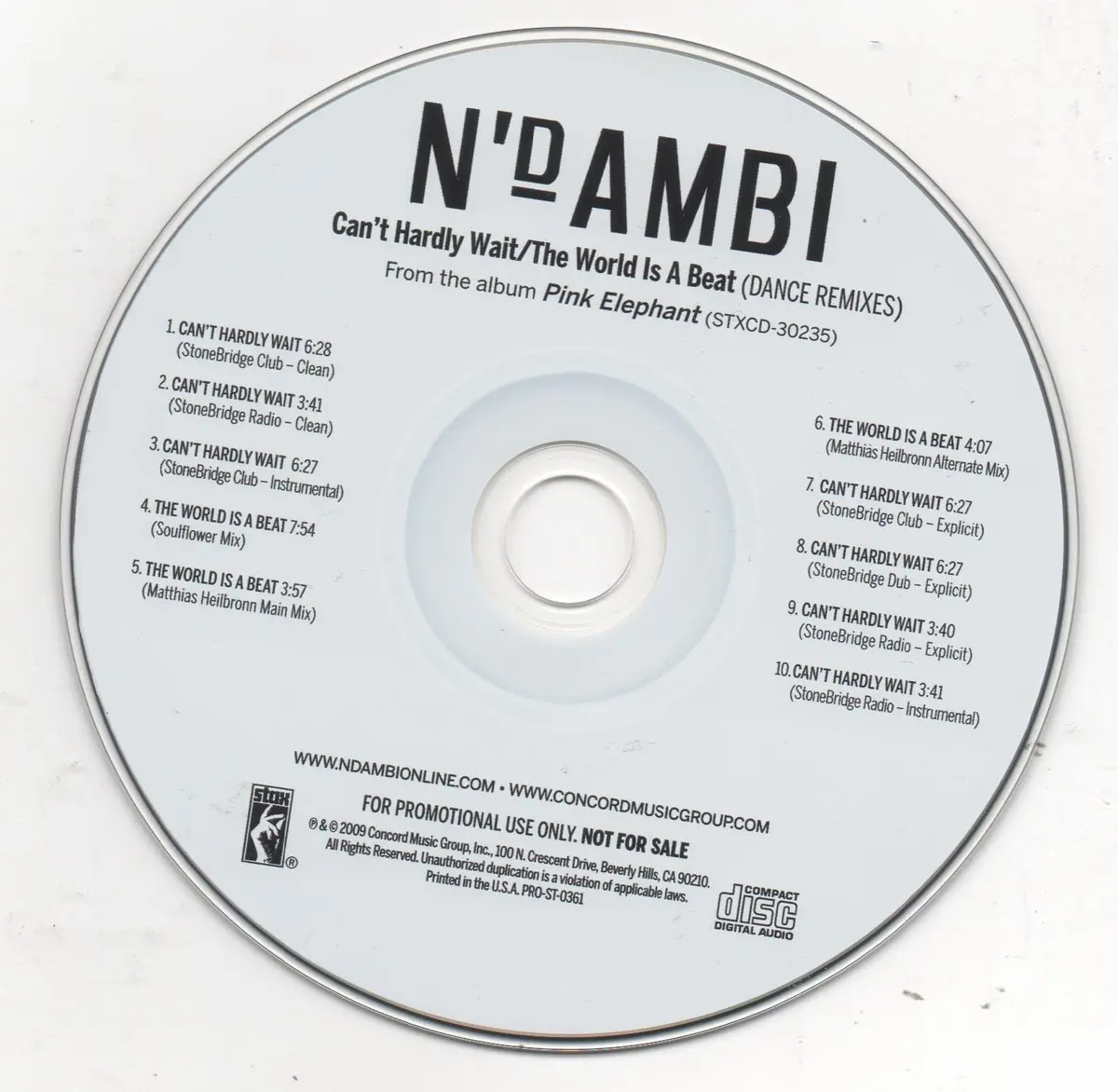 N'dambi - Can't Hardly Wait / The World Is A Beat Cd Remix Single (Promo) - Used 2