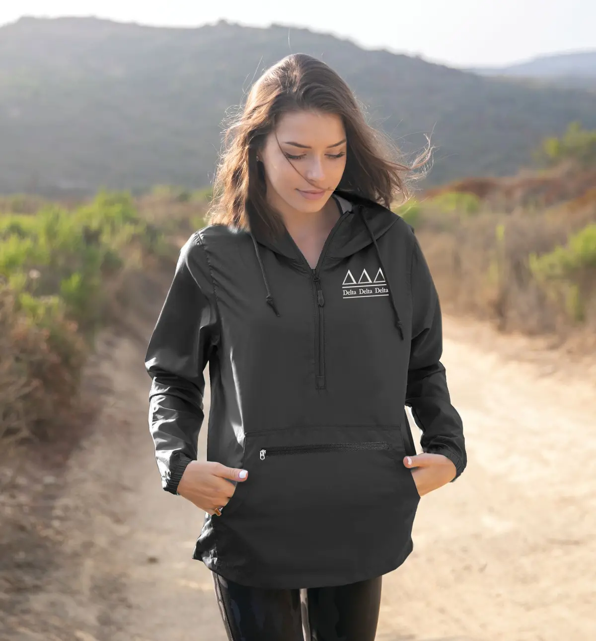 Delta Delta Delta Classic Solid Lightweight Pullover Windbreaker 1