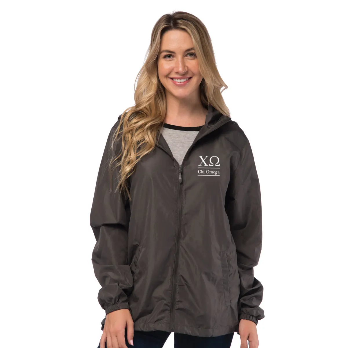 Chi Omega Lightweight Windbreaker Jacket 1