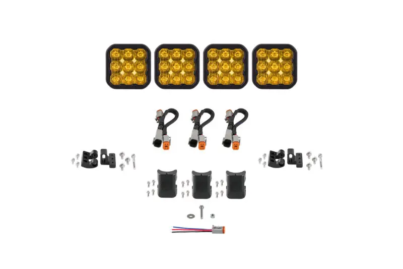 Diode Dynamics Ss5 Sport Universal 4-Pod Light Bar – Crosslink Mount, Yellow Driving Beam 1